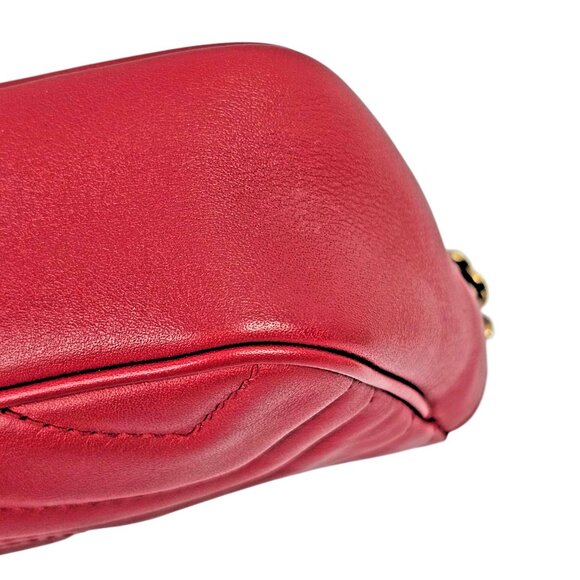 GUCCI Matalasse Super Mini GG Marmont Shoulder Bag Hibiscus Red Chain Strap - Picture 8 of 16